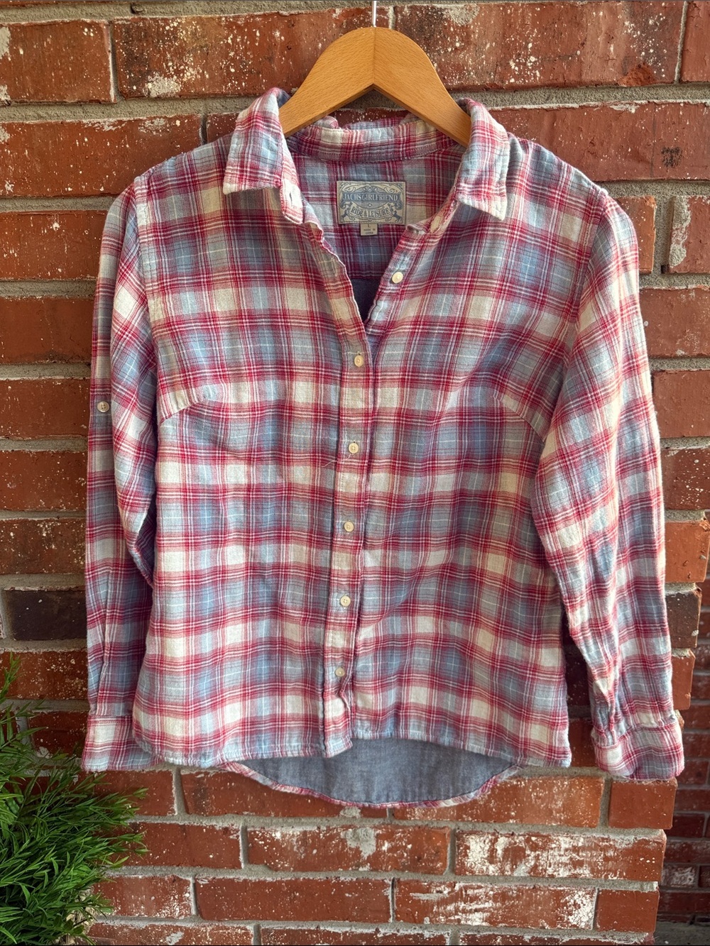 JACHS Girlfriend Red and Blue Plaid Shirt